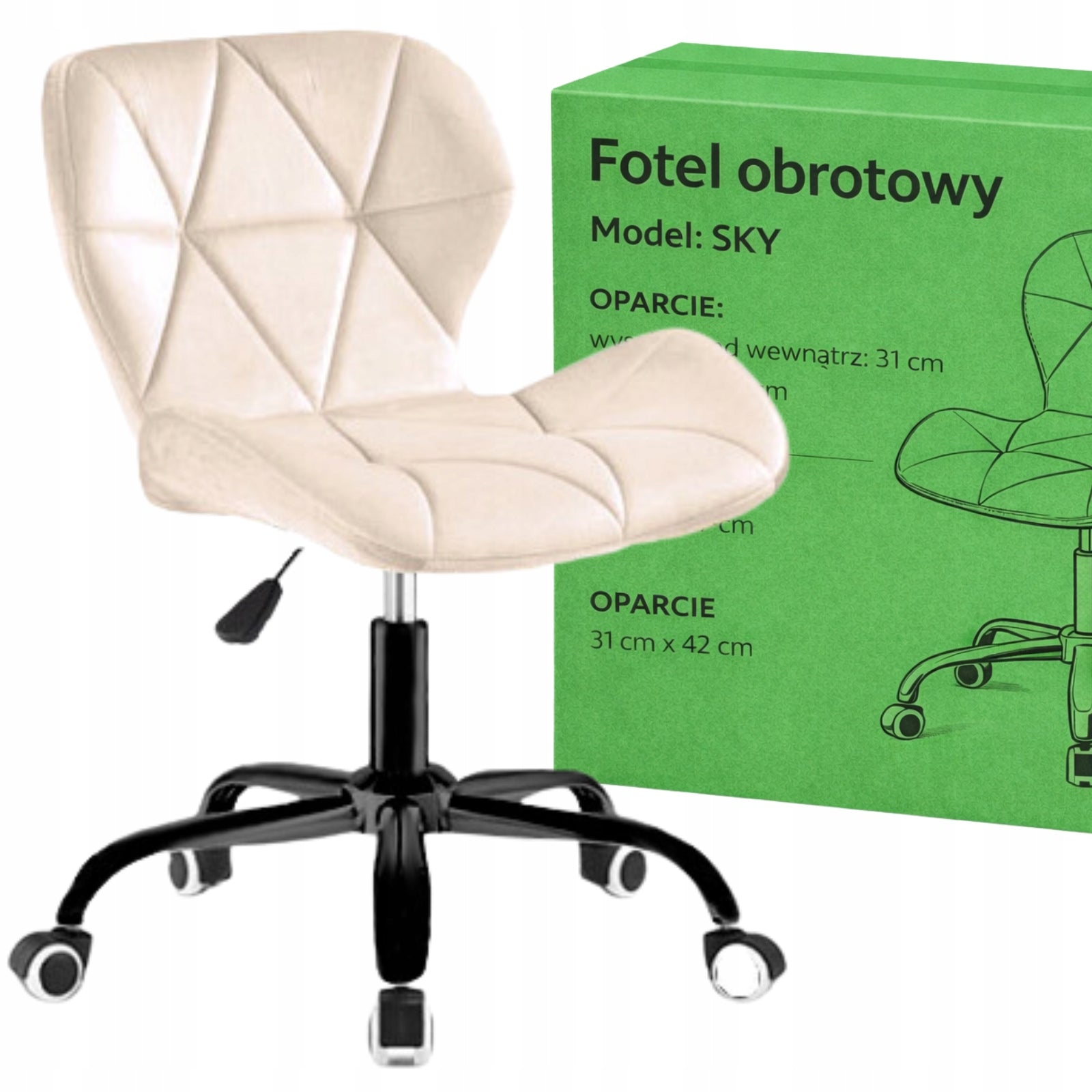 Office Chair Swivel Velour Beige Desk Chair Dressing Table Cabinet