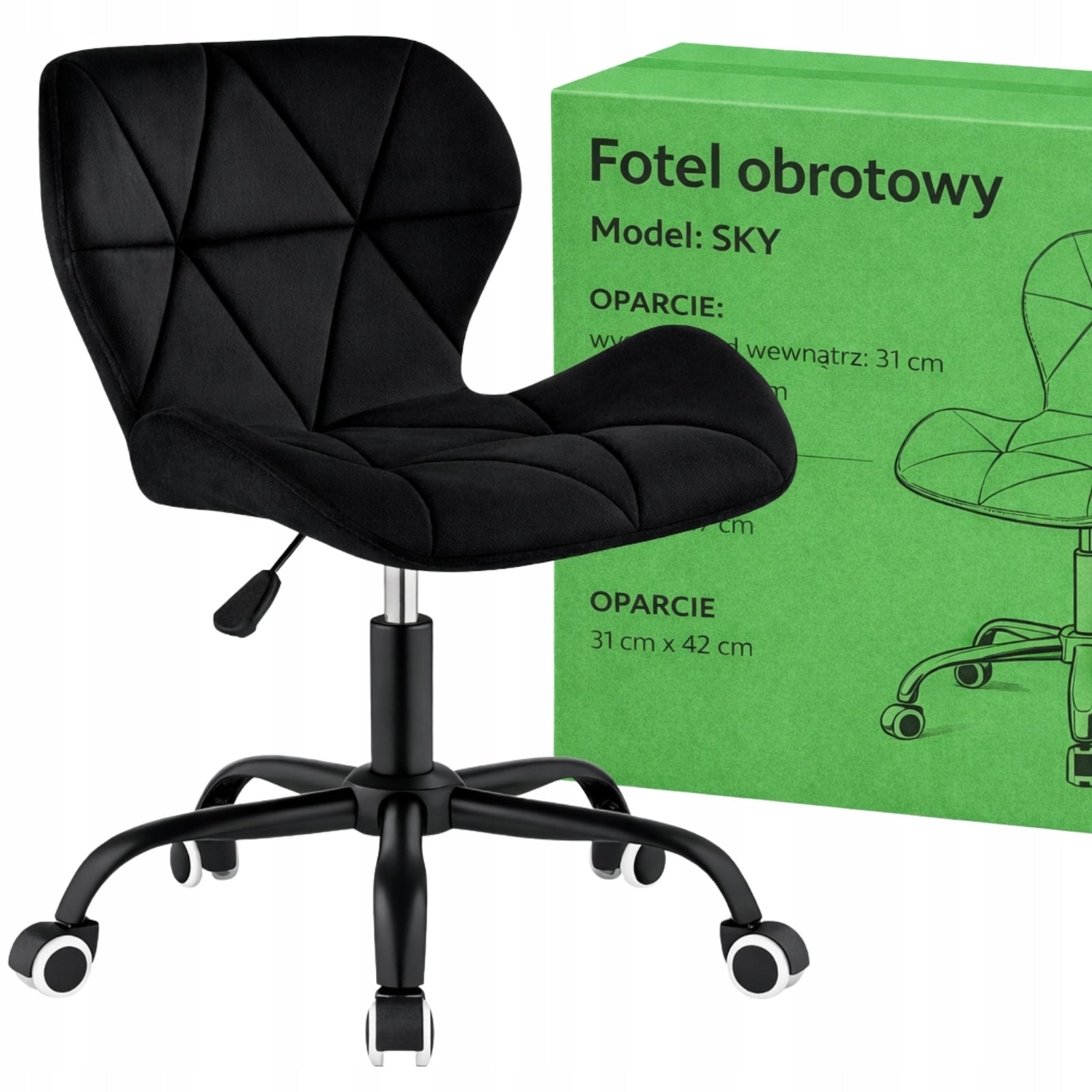 Office Chair Swivel Velour Black Desk Chair Dressing Table Cabinet