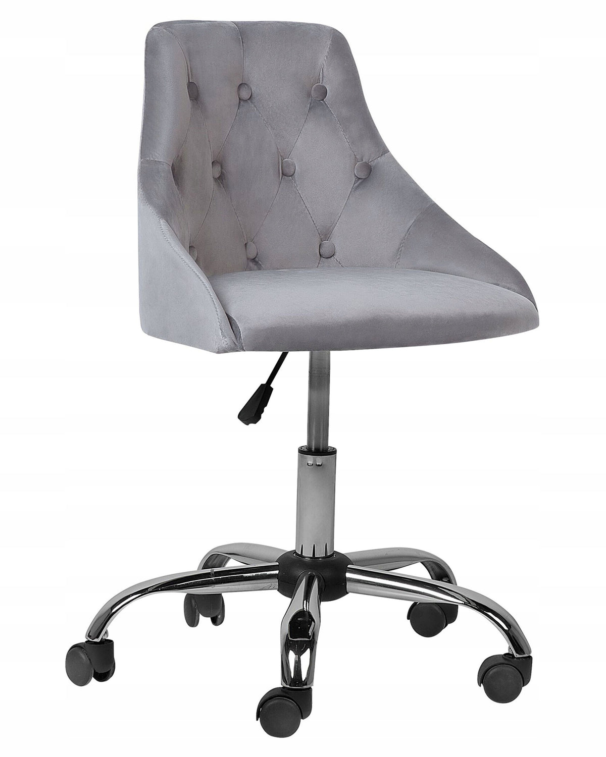 Office Chair Swivel Velour Quilted Backrest Grey