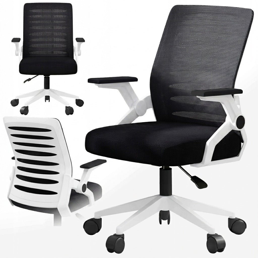 Office Chair Swivel Work Chair Adjustable Material Black White
