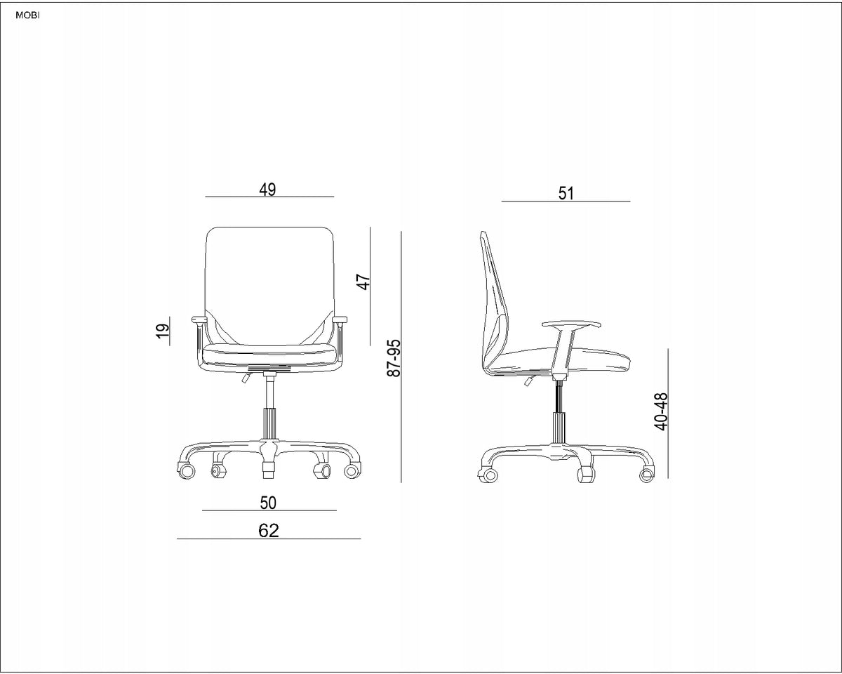 Office Chair TOMMY Blue Swivel Mesh Work Fabric Low Brand no brand