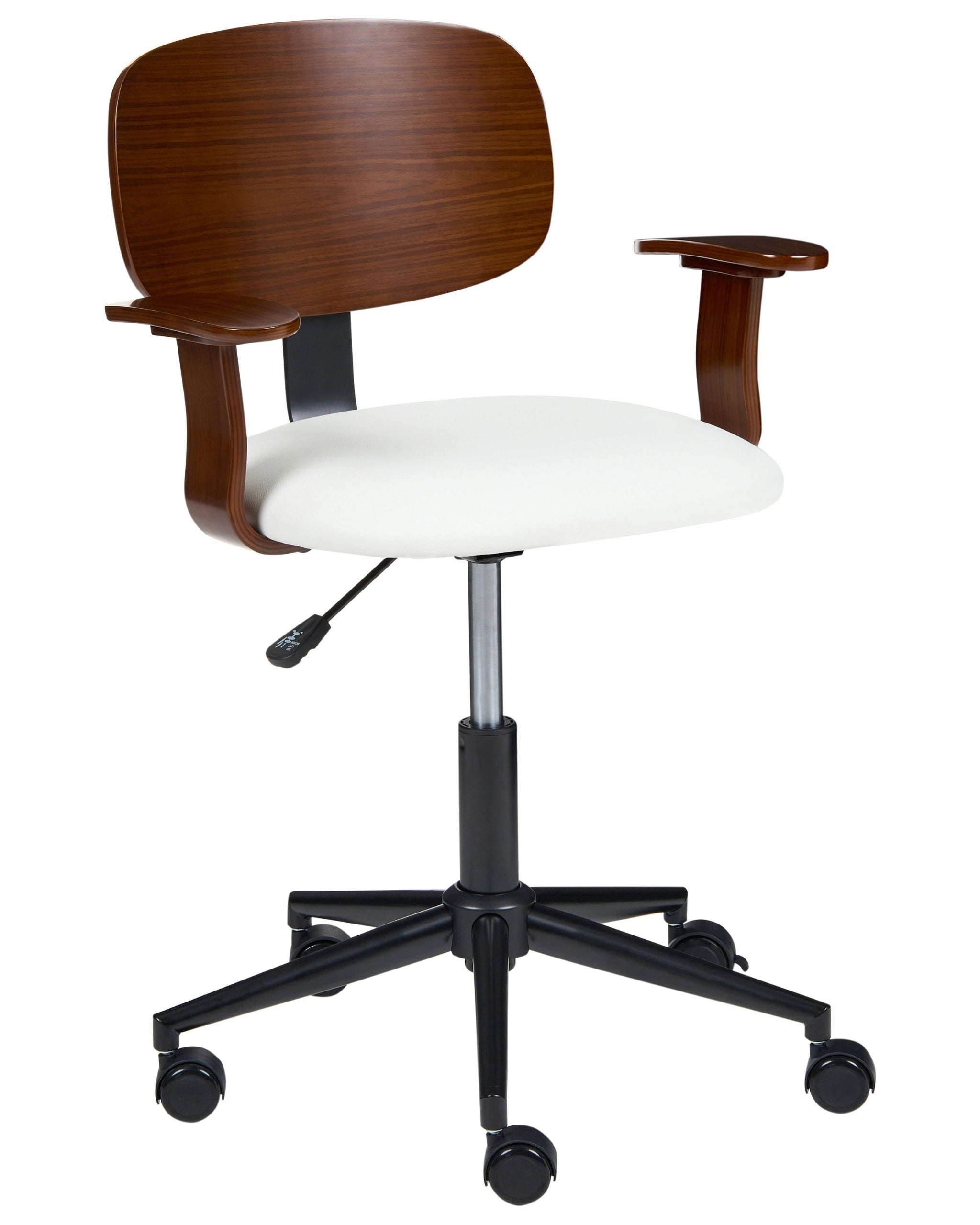 Office Chair White Faux Leather Seat Adjustable Swivel
