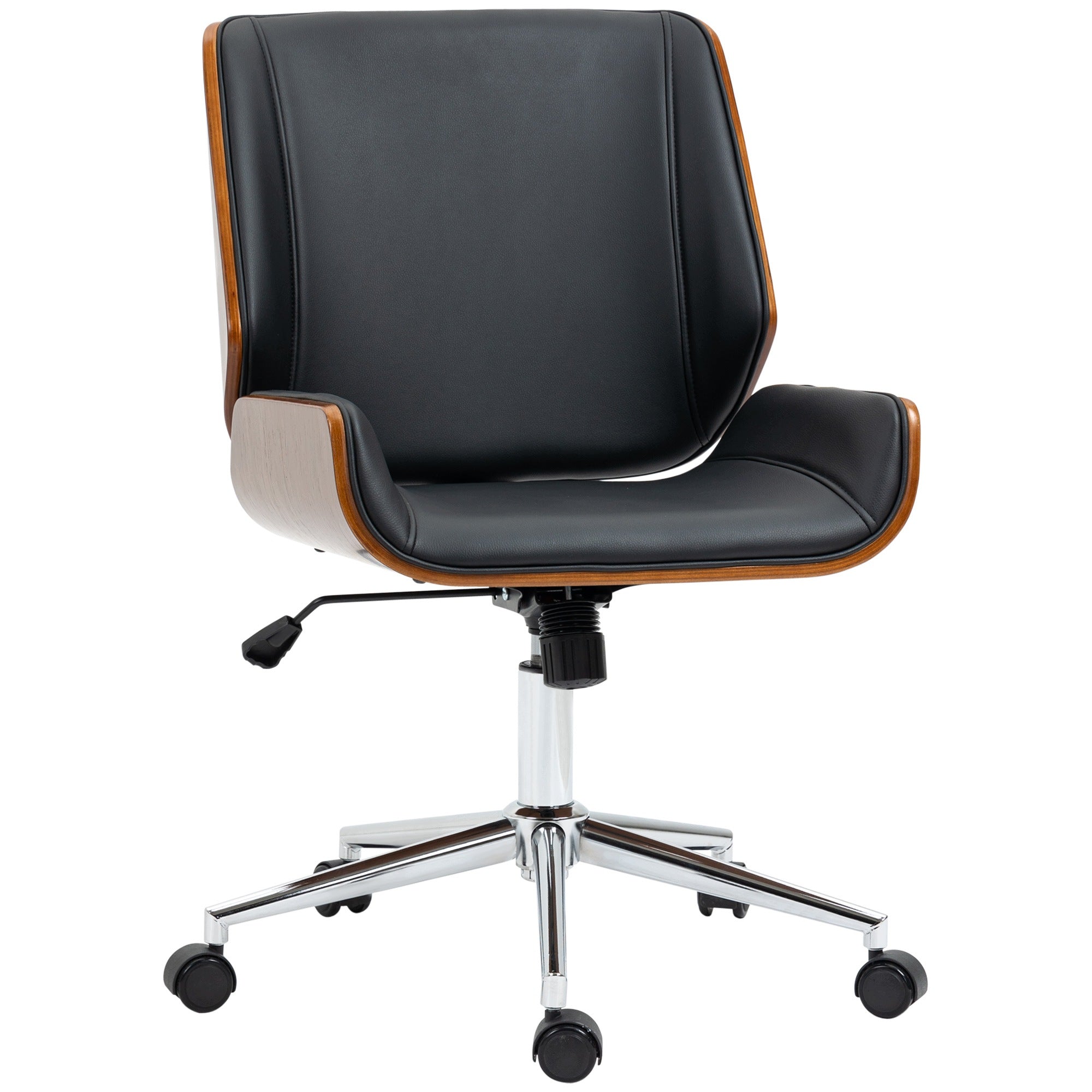 Office Chair Wood 360 Swivel Height Adjustable Black 60x53x96 cm