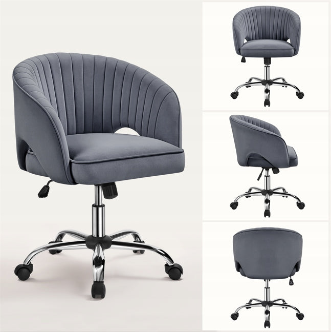 Office Chair for Dressing Table Swivel Velvet Upholstery, Dark Grey Packaging status original