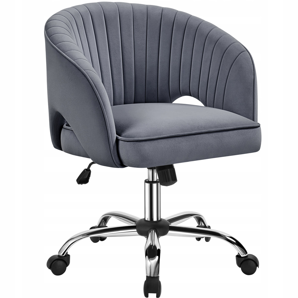 Office Chair for Dressing Table Swivel Velvet Upholstery, Dark Grey