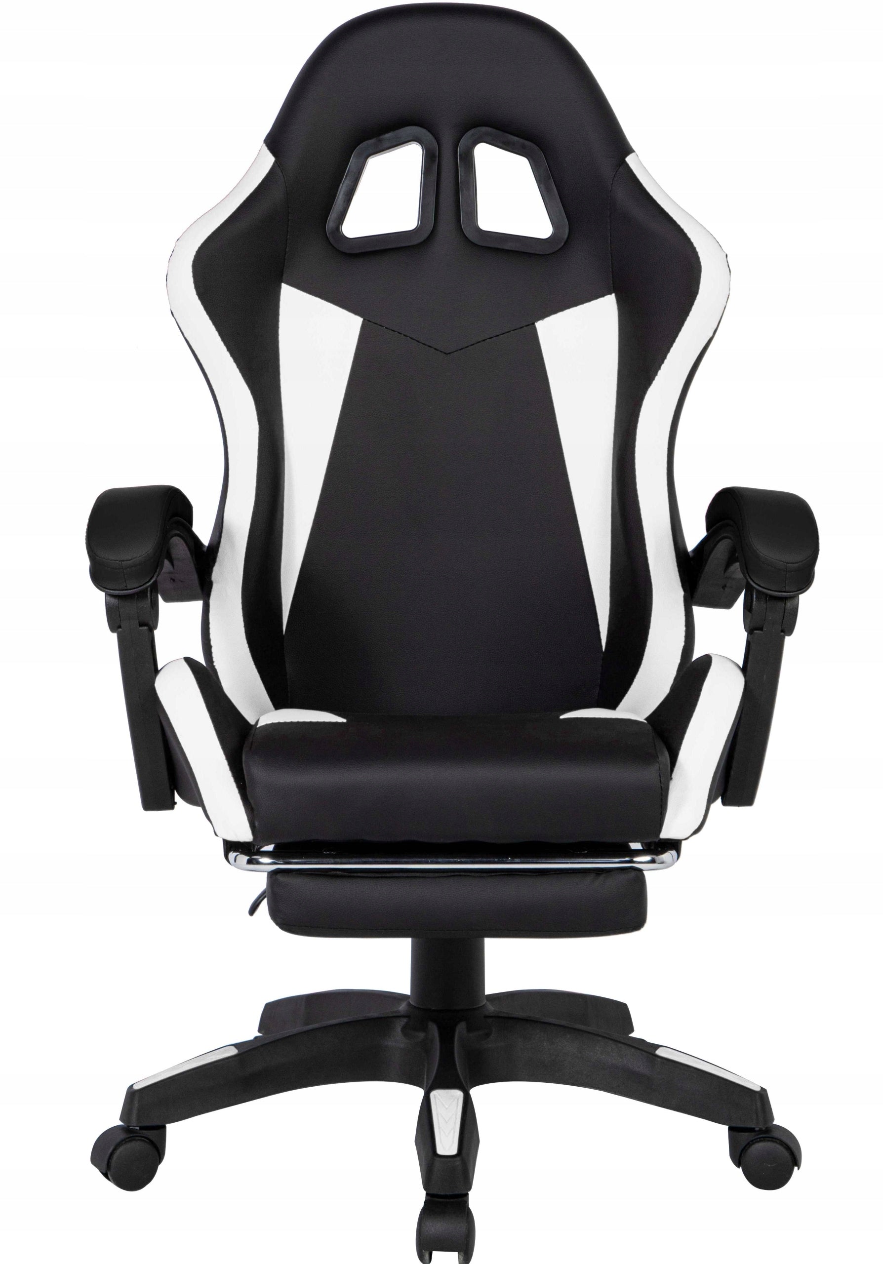 Office Chair on Wheels GAMING Swivel WHITE with FOOTREST