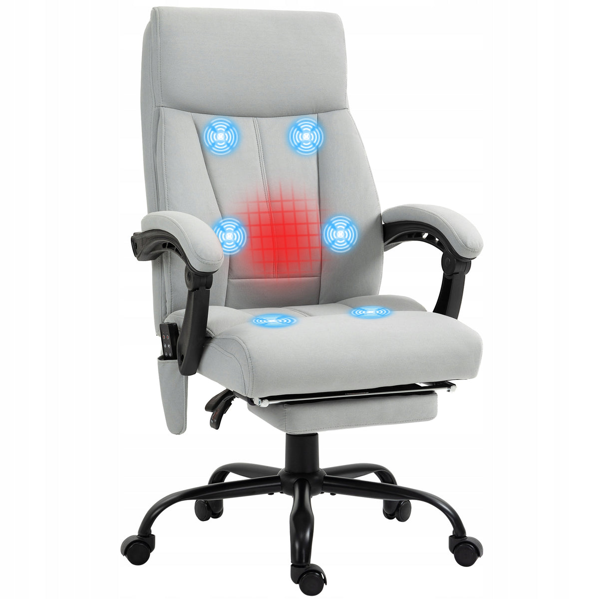 Office Chair with Massage and Heating Function, Footrest, up to 120 kg, Grey