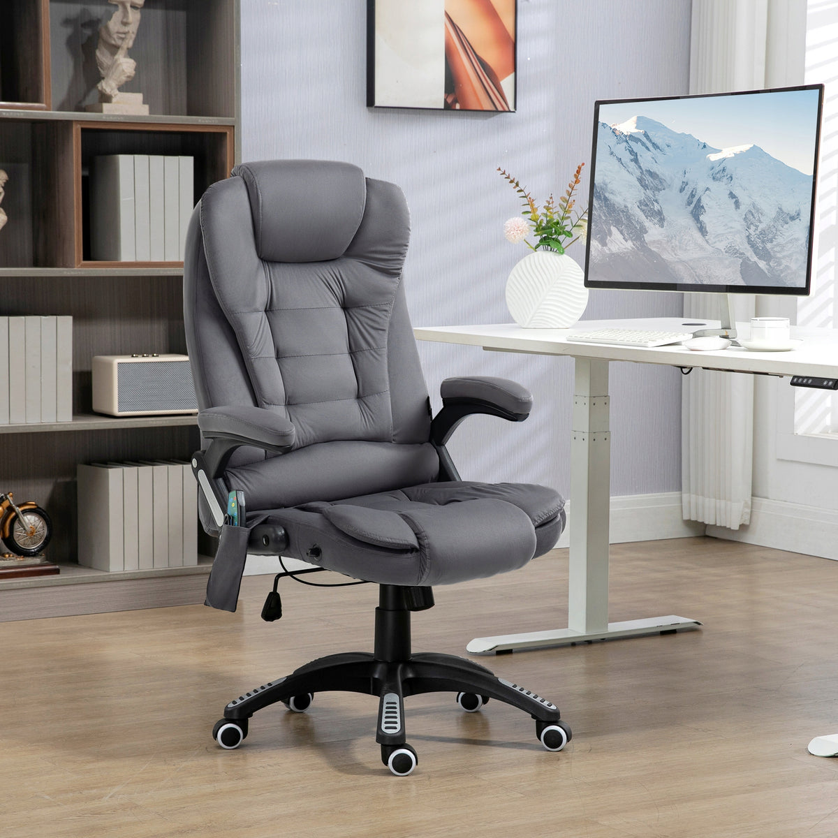 Office Chair with Massaging and Heating Function, Ergonomic, Adjustable Grey Brand Vinsetto