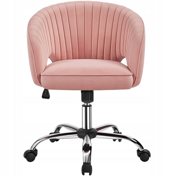 Office Chair with Quilted Backrest, On Wheels, Decorative, Pink Packaging status original