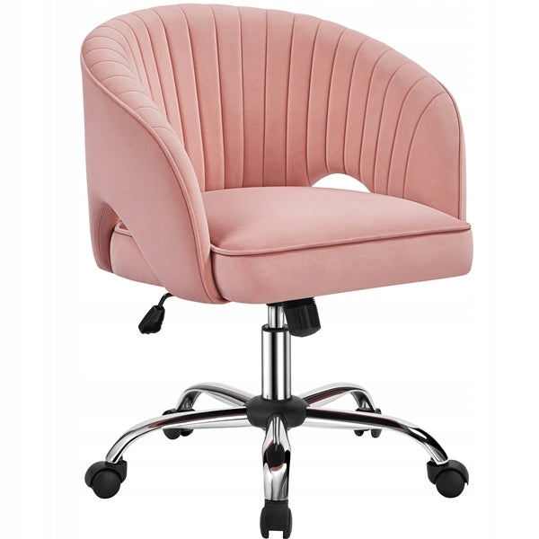 Office Chair with Quilted Backrest, On Wheels, Decorative, Pink