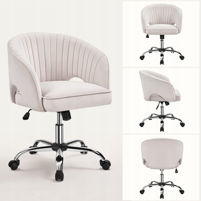 Office Chair with Quilted Backrest, On Wheels, Swivel, Cream Packaging status original