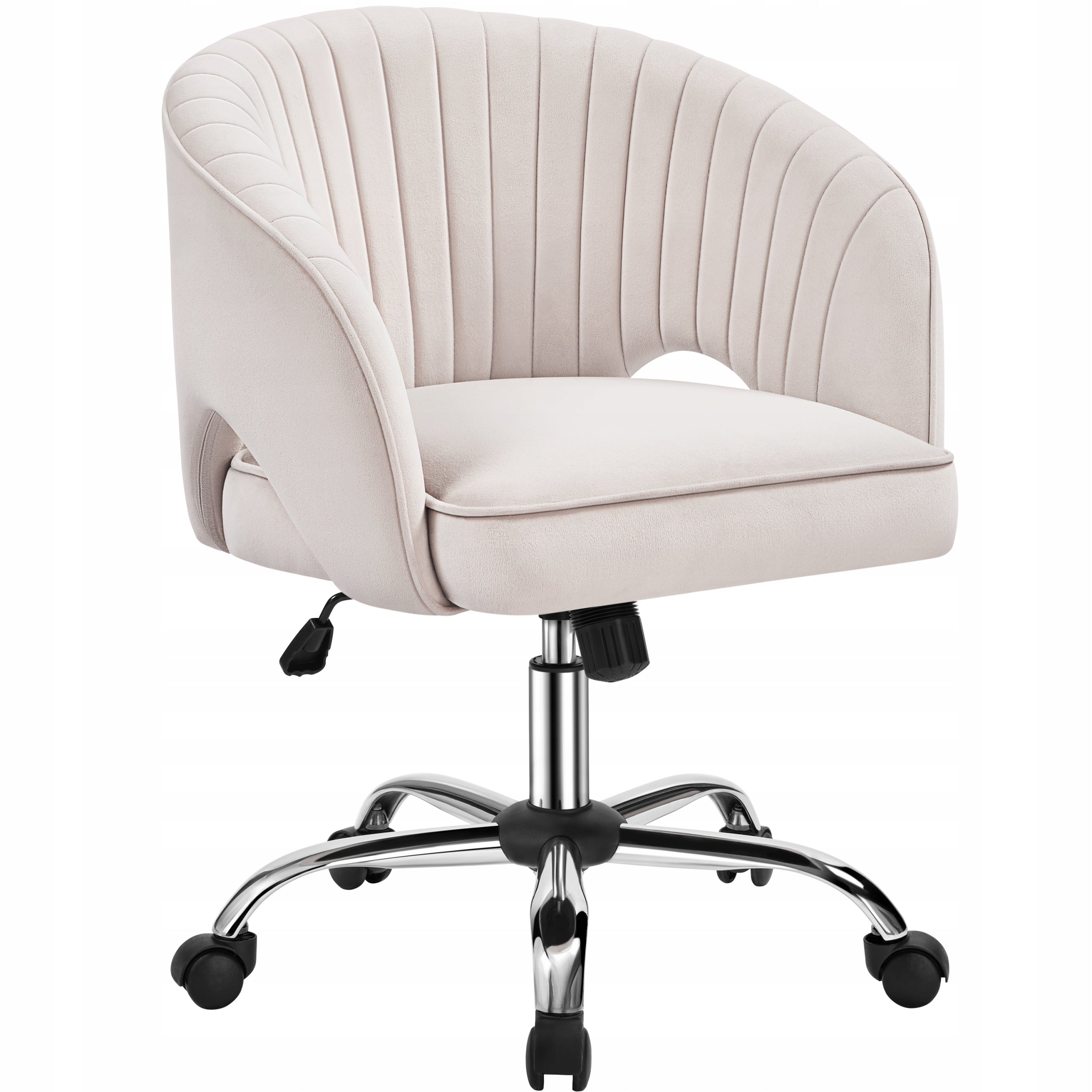 Office Chair with Quilted Backrest, On Wheels, Swivel, Cream