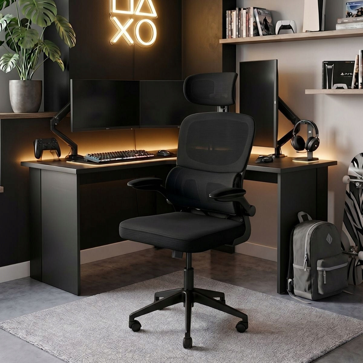 Office Desk Chair Black Elegant Swivel Comfortable Mesh L069 Manufacturer code HILE-L069B-B