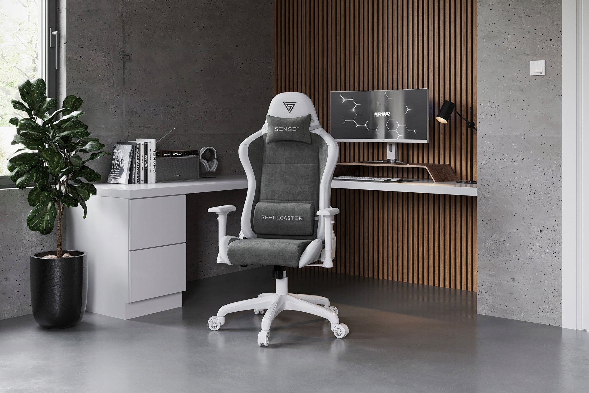 Office Gaming Chair Adjustable Alcantara Material + Sense7 Packaging status original