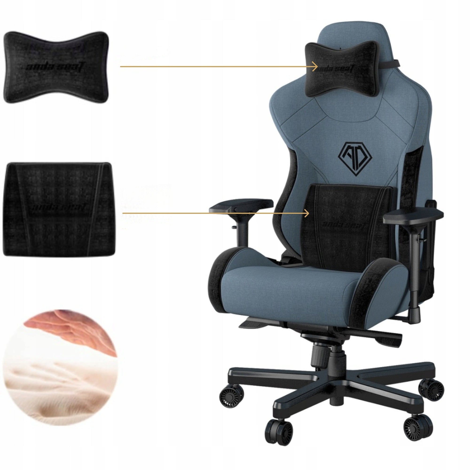 Office Gaming Chair Anda Seat T-Pro 2XL Material Blue Swivel Furniture height 146 cm