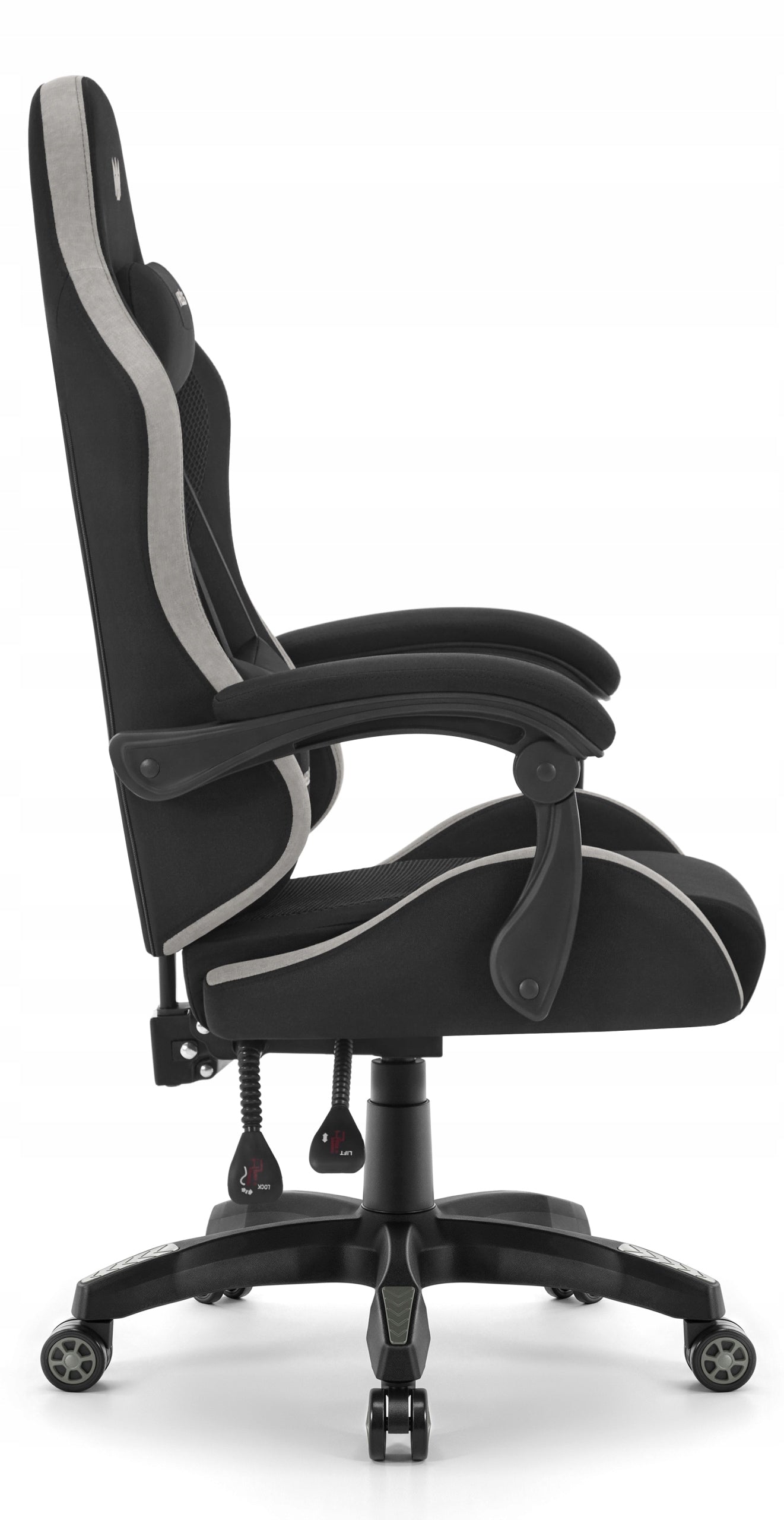 Office Gaming Chair Hell's Chair HC-1012 Black Grey Suede Fabric Packaging status original