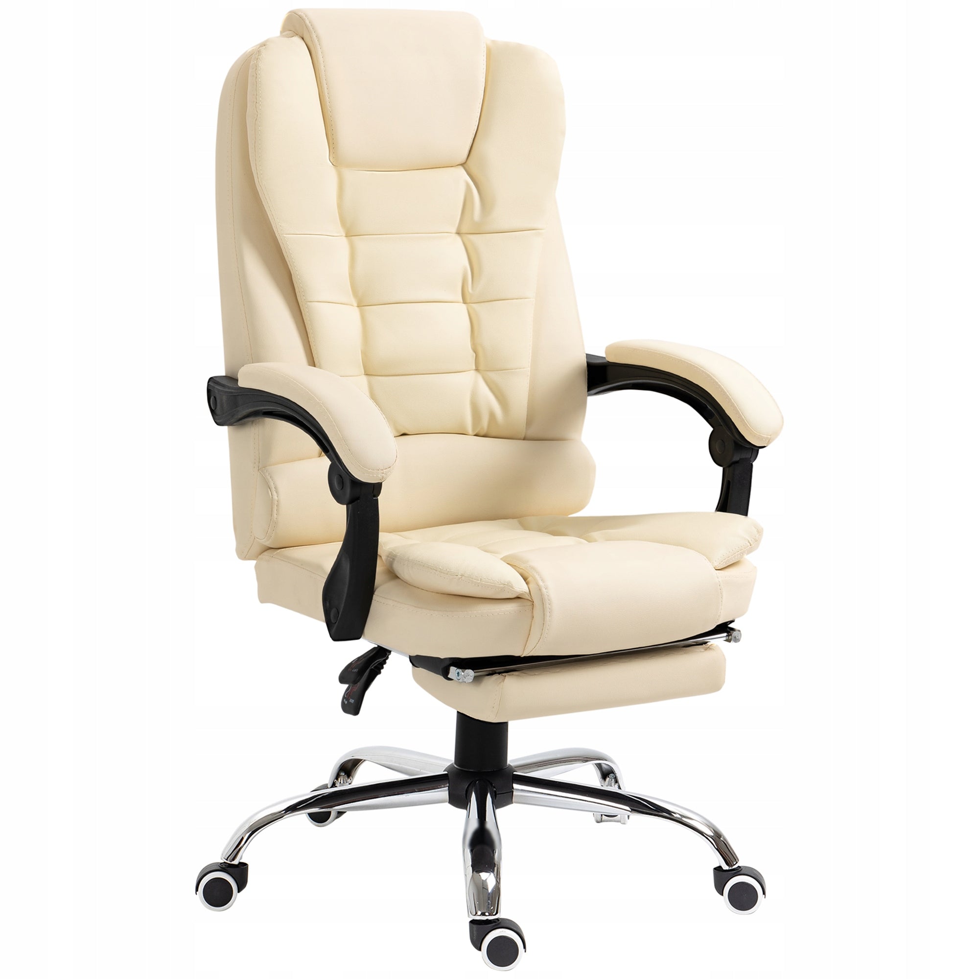 Office Head Chair with Footrest, Adjustment Function, Eco-leather, Beige