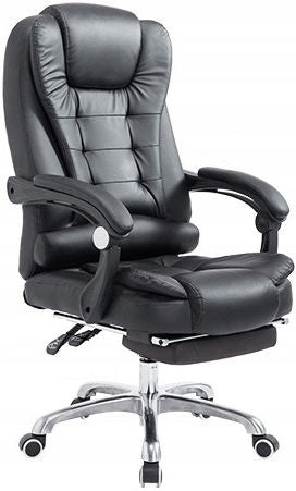 Office MASSAGE CHAIR SWIVEL black PU LEATHER base CHROME + FOOTREST! Manufacturer code 333 BOSS