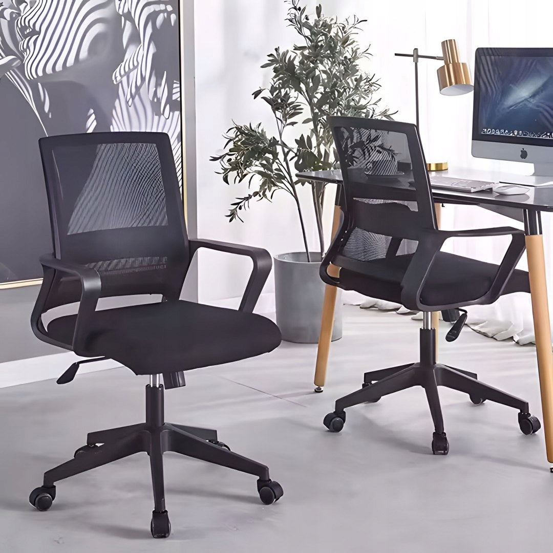 Office Swivel Chair Contoured Adjustable Height Black Mod Brand ModernHome