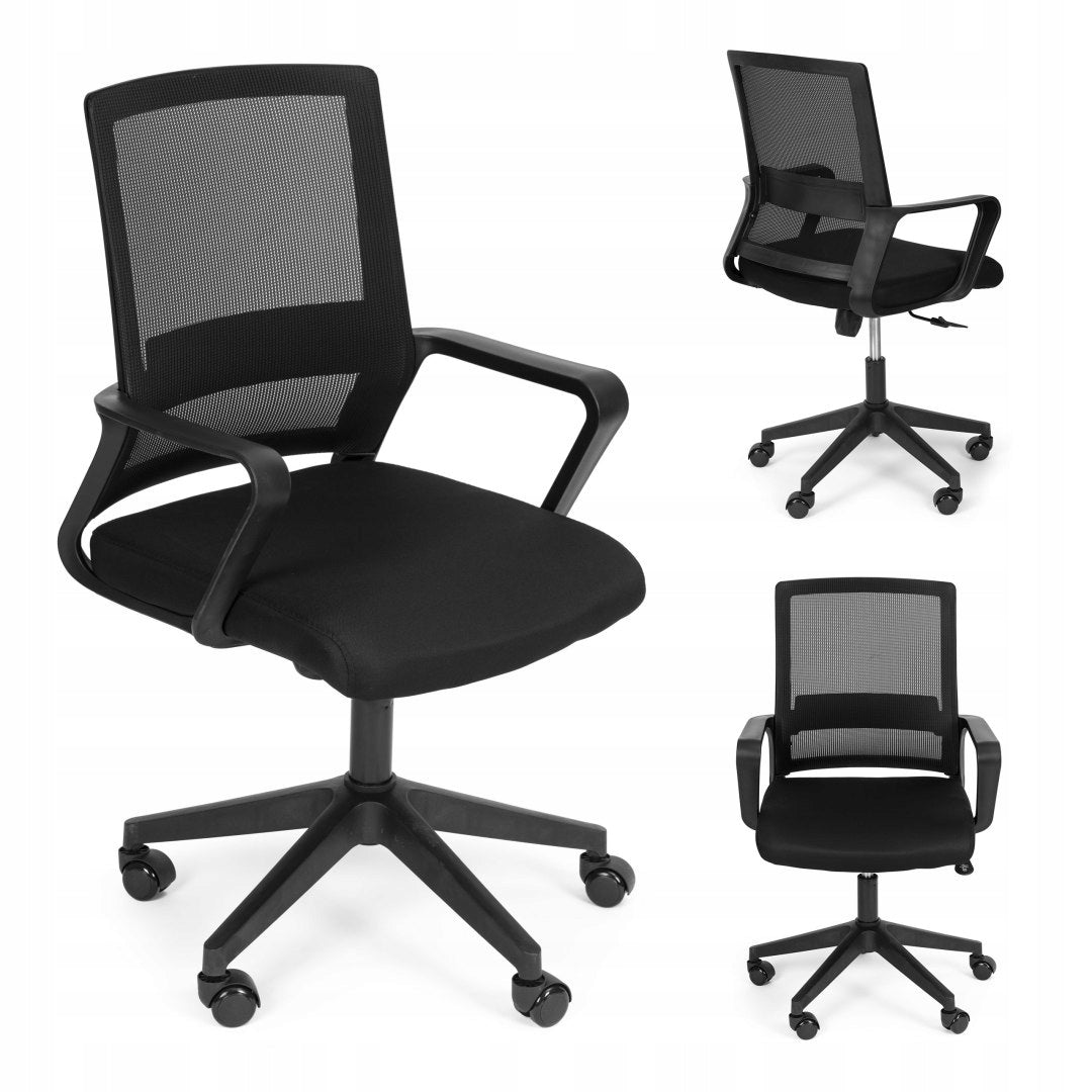 Office Swivel Chair Contoured Adjustable Height Black Mod