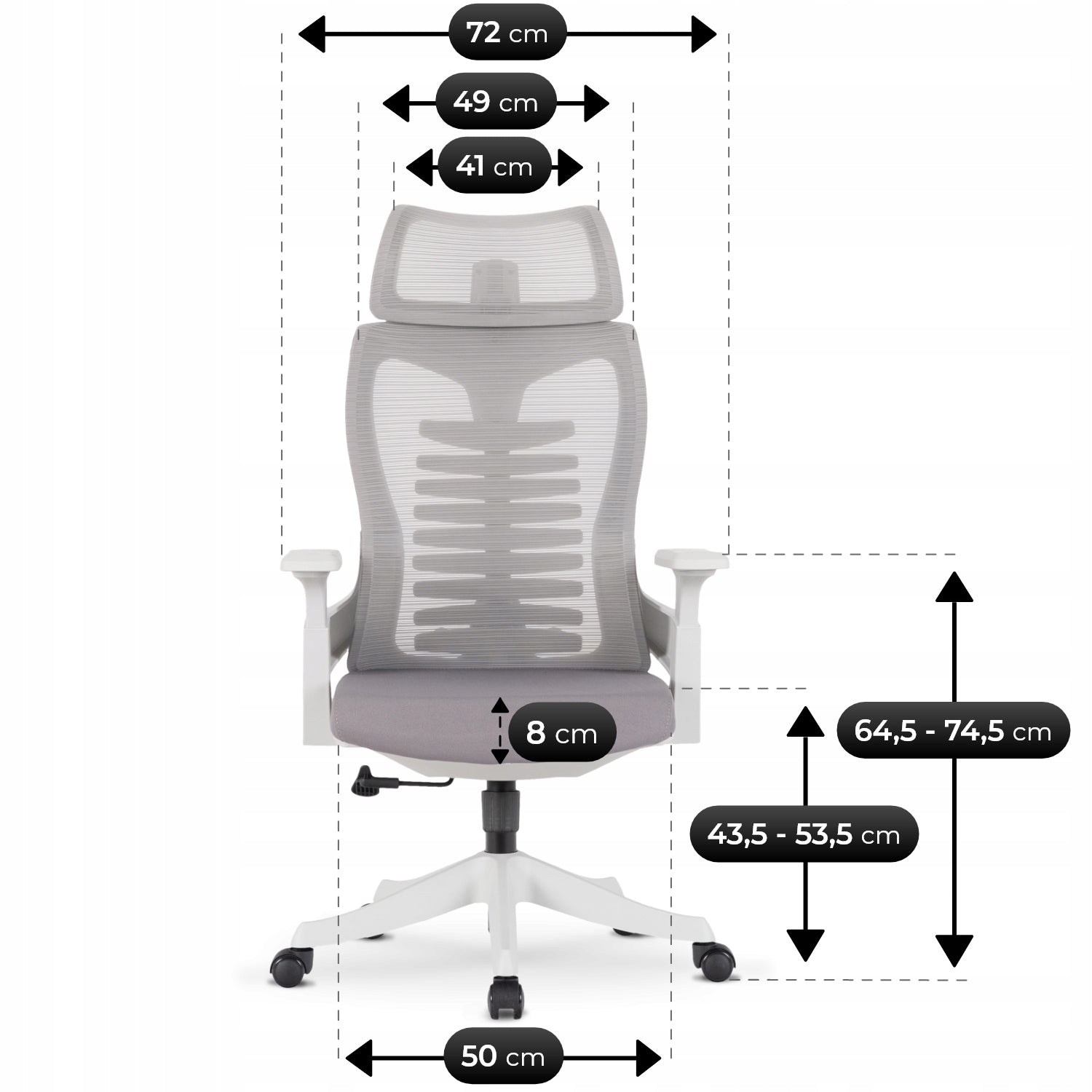 Office Swivel Chair Ergonomic Swivel Chair Comfortable Grey CARET 2 Manufacturer code Krzesło Biurowe Obrotowe Gabinetowy z Siatka