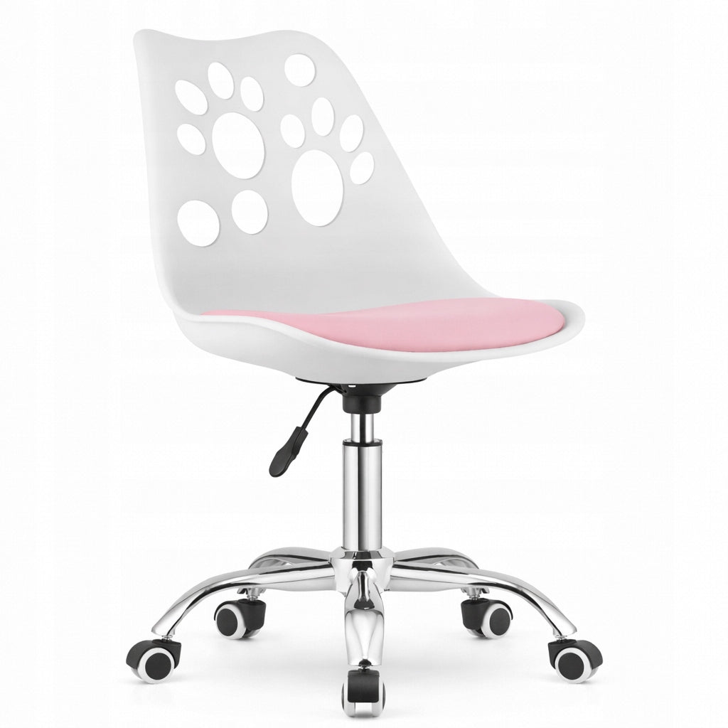 Office Swivel Chair White Pink Adjustable Comfortable