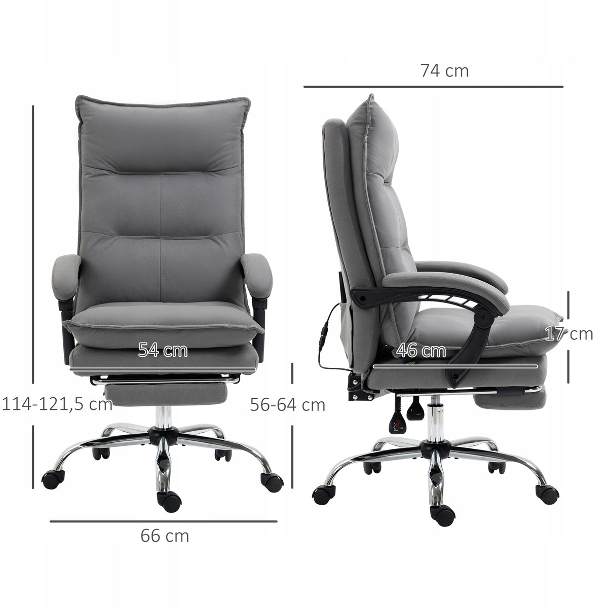 Office Swivel Chair with Massage and Heating Function, Comfortable, Grey Brand Vinsetto