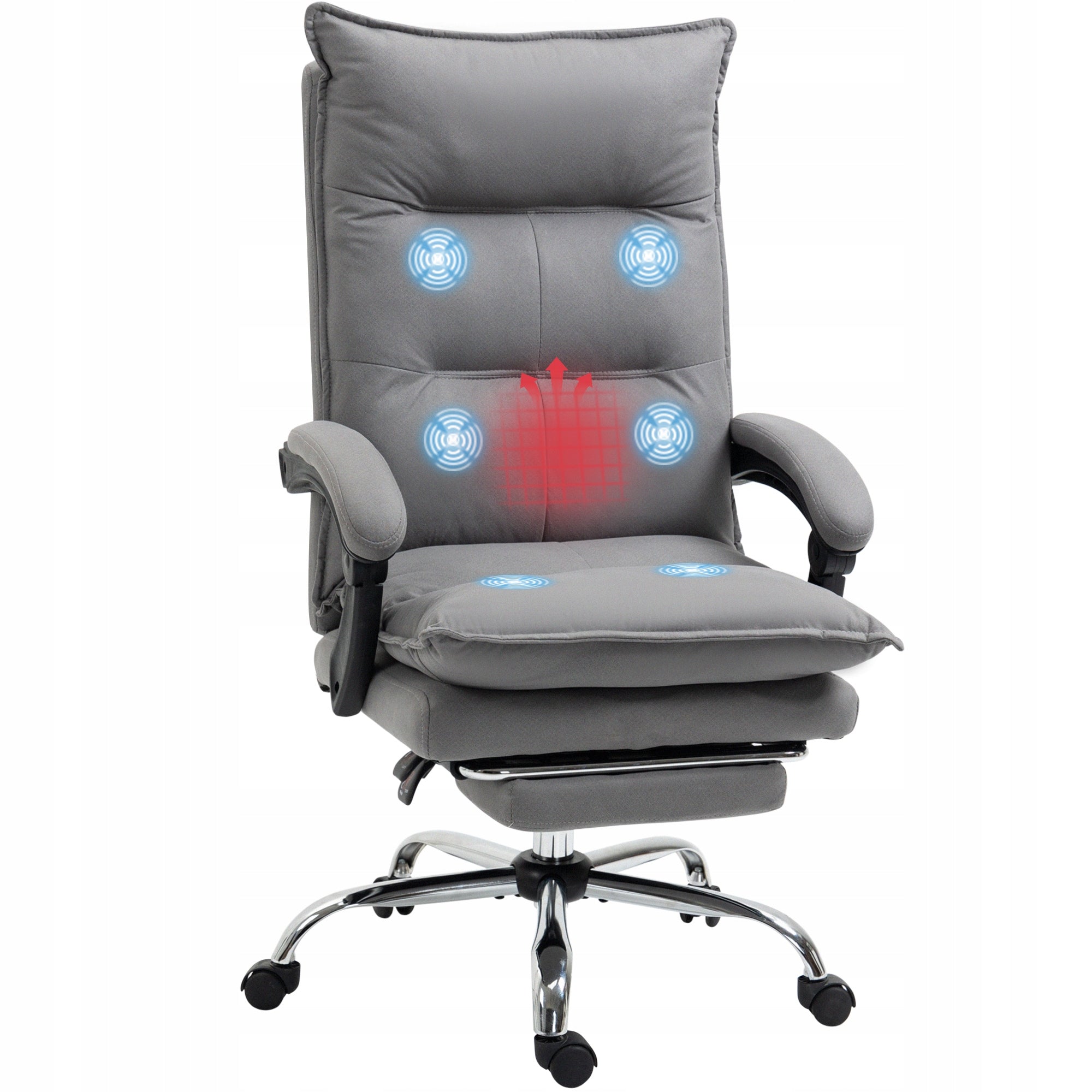 Office Swivel Chair with Massage and Heating Function, Comfortable, Grey