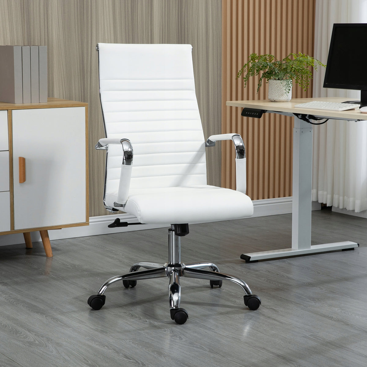 Office chair 54x62x104-114 cm white Furniture depth 62 cm
