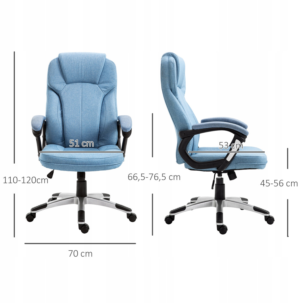 Office chair 66x75x110-120 cm blue Furniture depth 75 cm