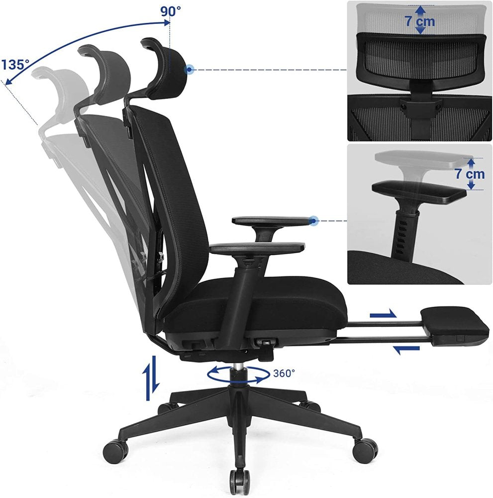 Office chair 68,5x70x116-133 cm black Furniture depth 70 cm