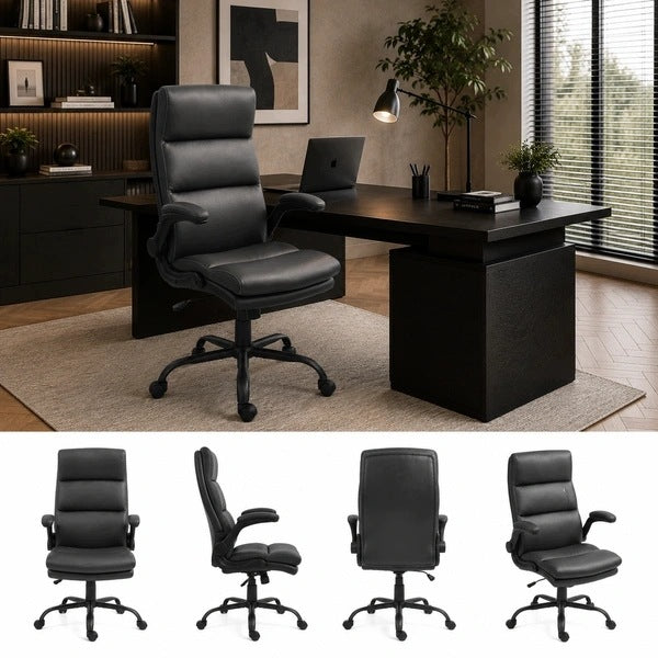 Office chair COMMANDER black faux leather TILT armrests