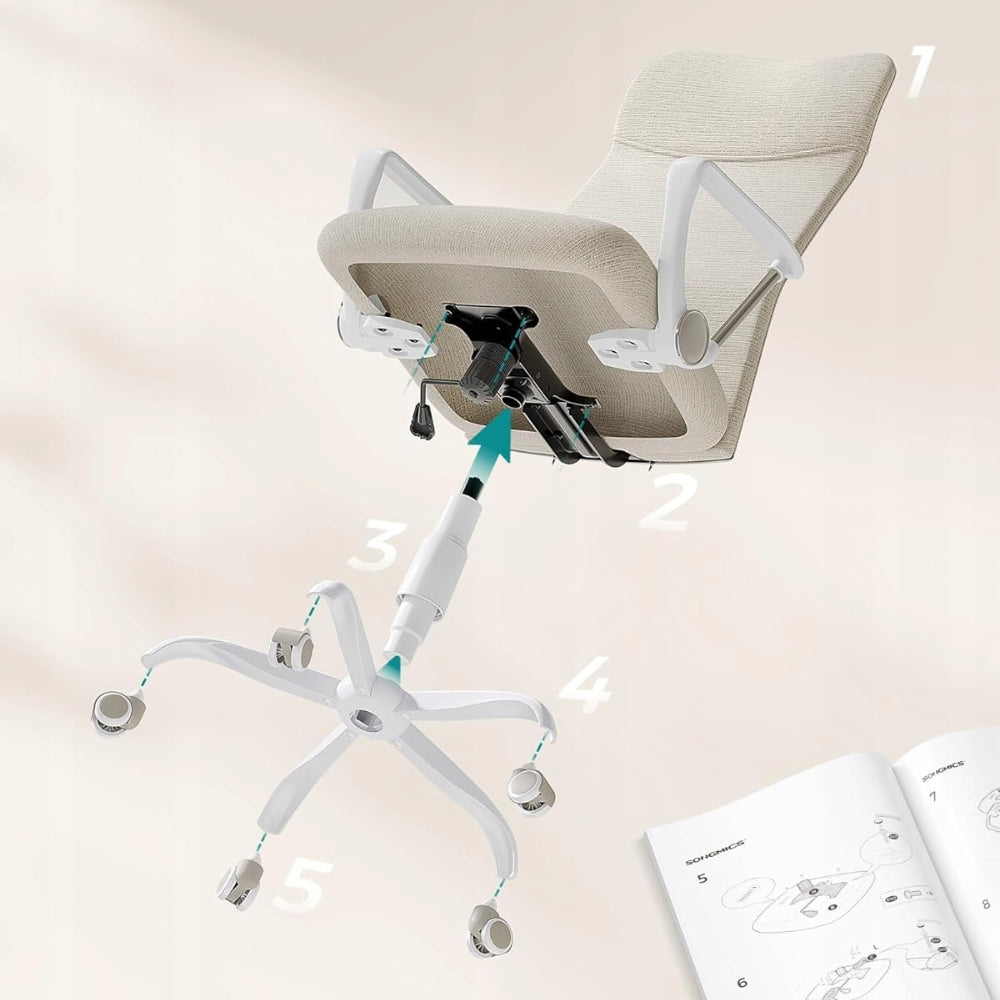 Office chair DINA, max. 120 kg, beige/white Brand Songmics