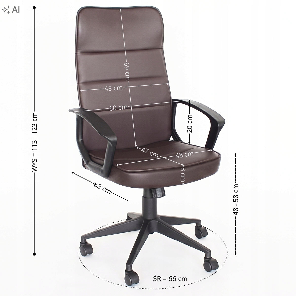 Office chair ECO-LEATHER swivel chair for desk BROWN leather COMFORTABLE 228 Manufacturer code HILE-TO-L228BR