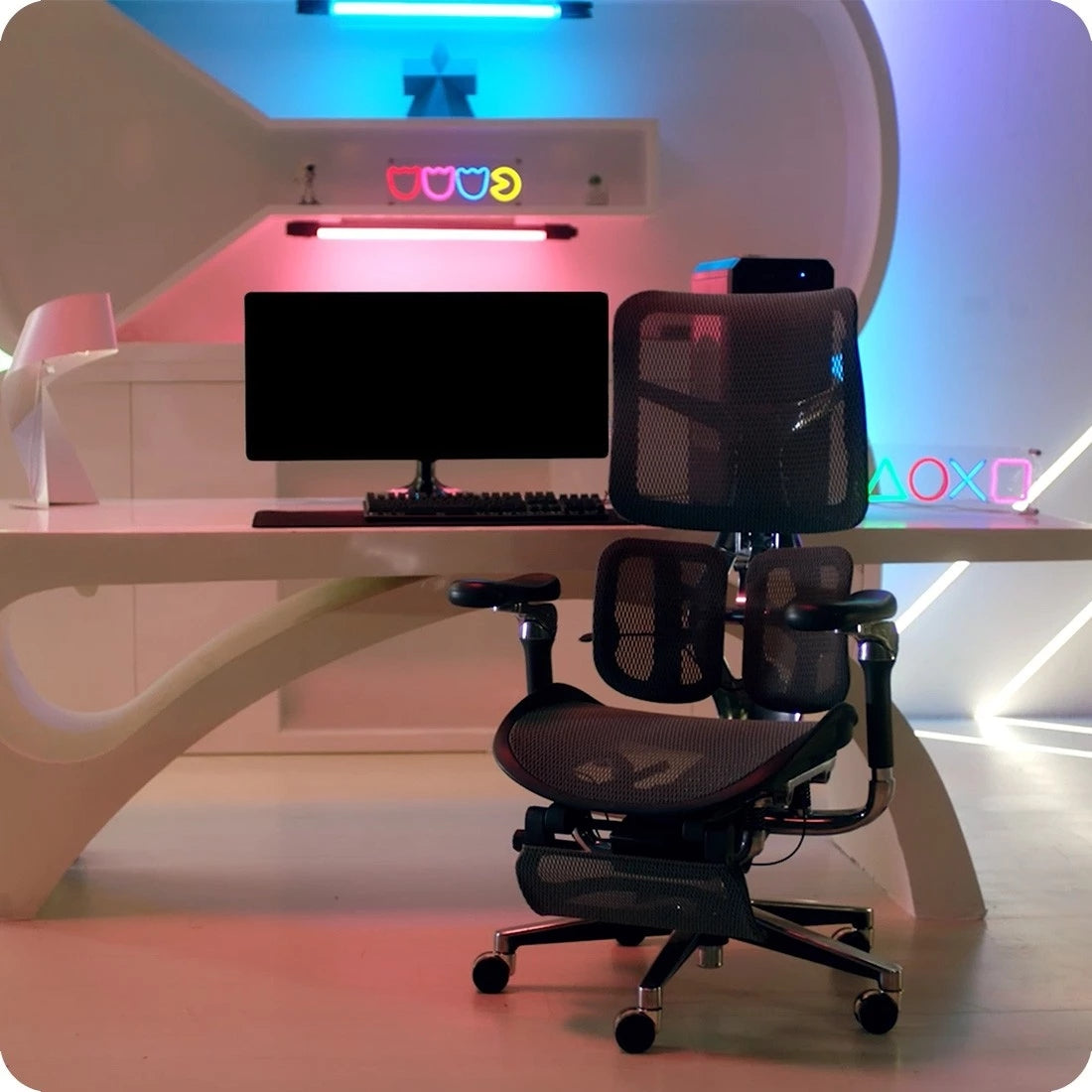 Office chair ERGONOMIC 136 kg Spacetronik swivel with footrest Armchair Manufacturer code SPC-SPRINGLE-66B