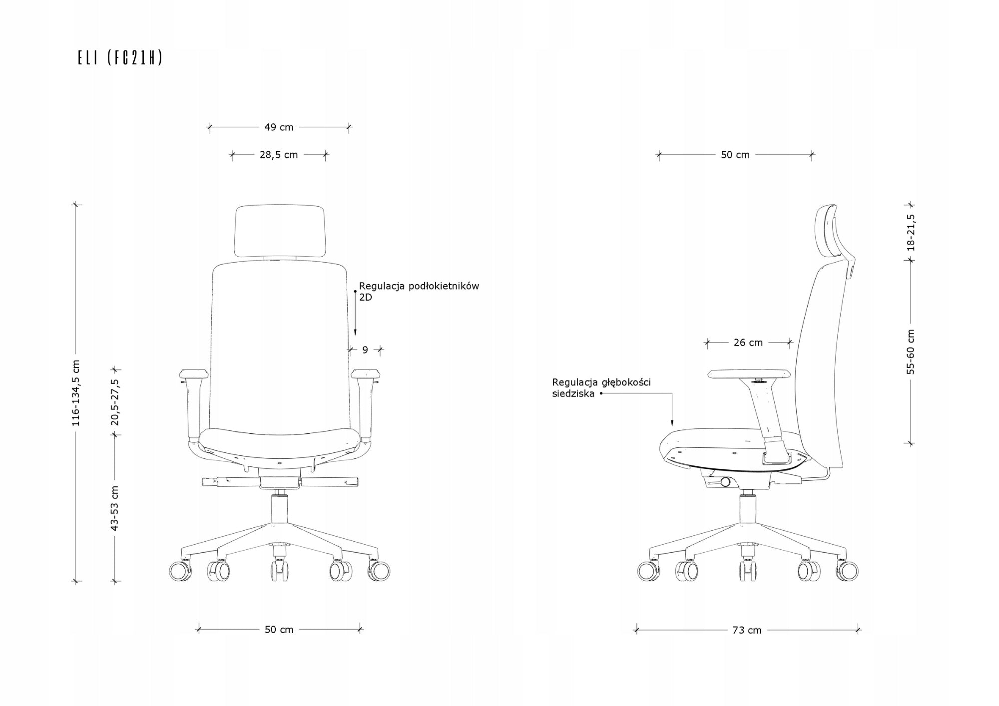 Office chair Eli blue eco-leather synchrony mechanism Manufacturer code FC21H-BST323-019-20