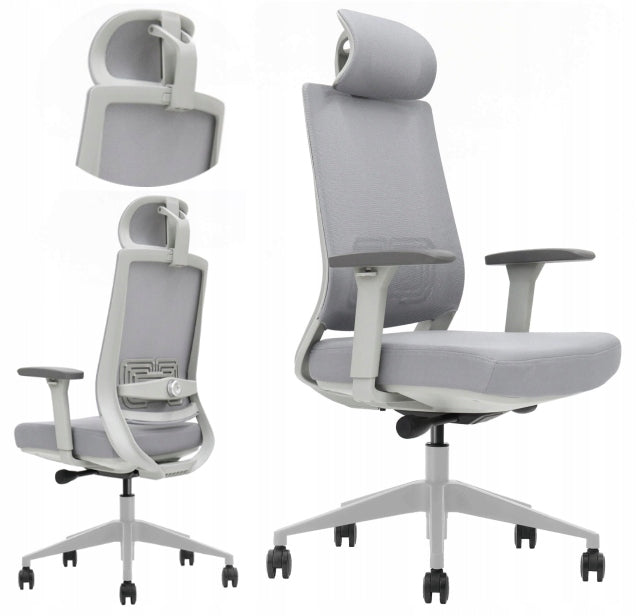 Office chair Ergoflex grey fabric/mesh meets health and safety standards