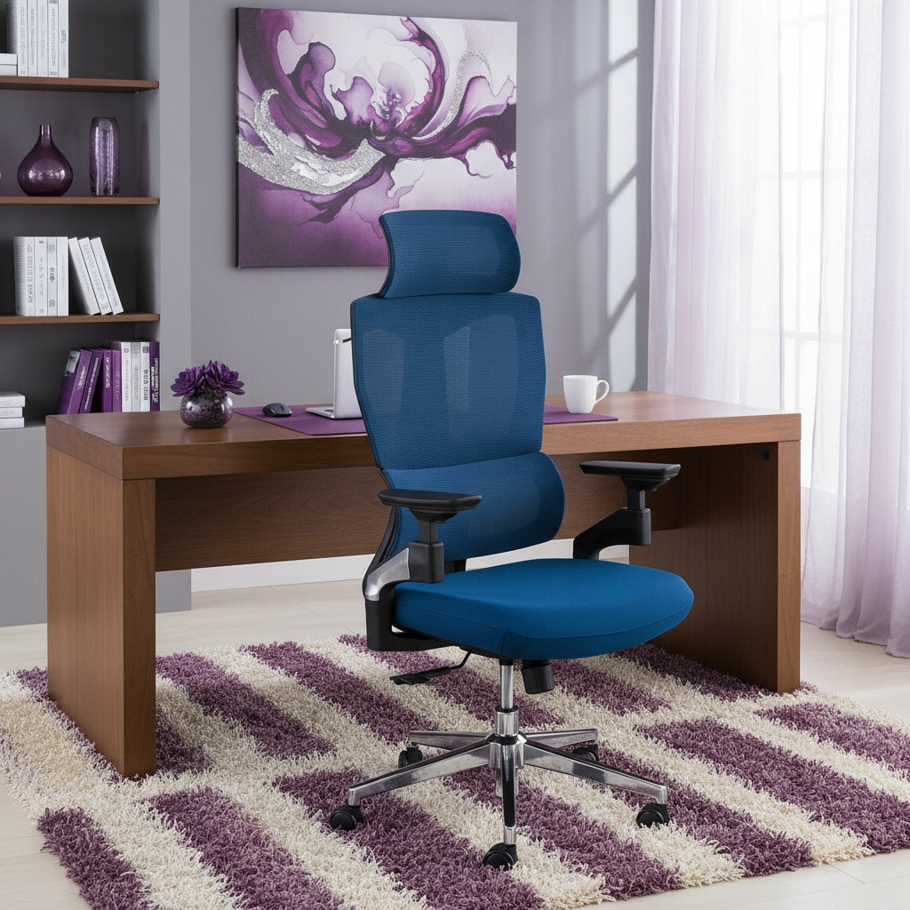 Office chair Ergonomic swivel with armrest 4D blue Packaging status original