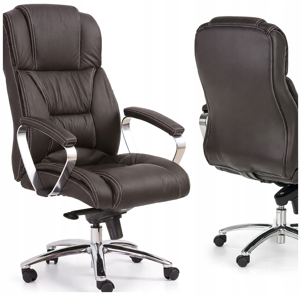 Office chair FOSTER swivel faux leather brown cabinet adjustable Packaging status original