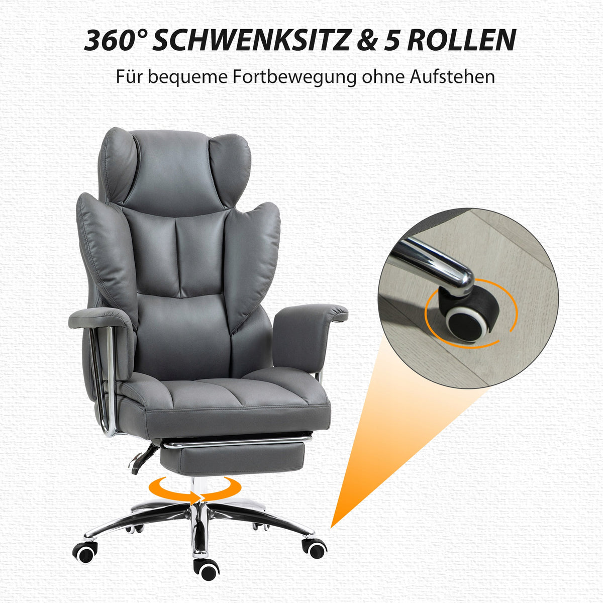 Office chair Homcom 921-740V00CG 74x65x128 cm grey Manufacturer code 921-740V00CG