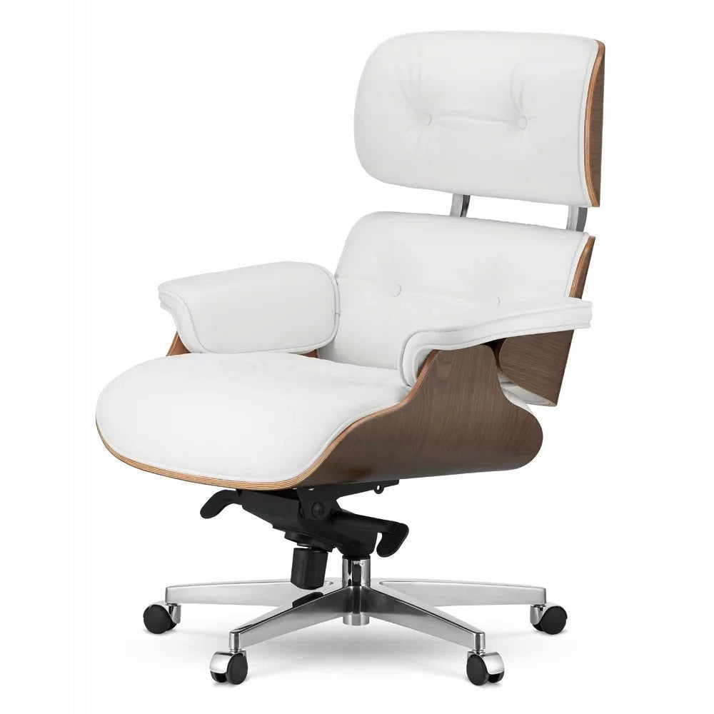 Office chair Lounge chair white leather light walnut Tre eames o