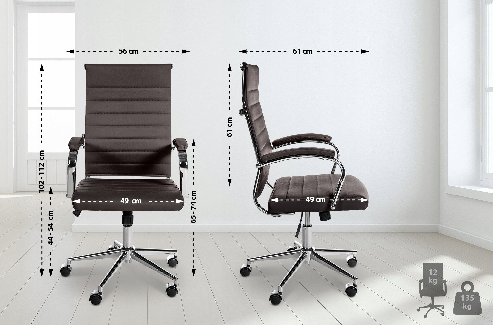 Office chair Mollis genuine leather, coffee Brand VidaXL