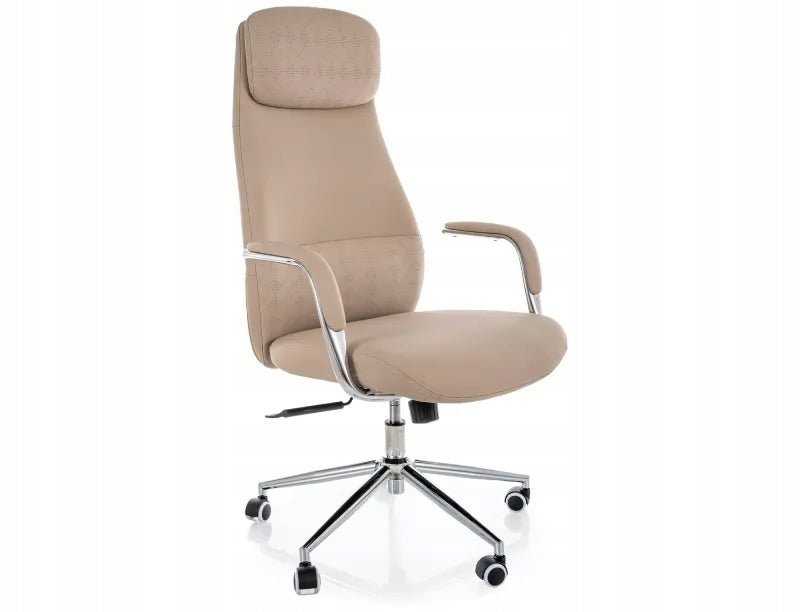 Office chair Q-05 swivel adjustable headrest chair office faux leather beige Manufacturer code OBRQ05BE