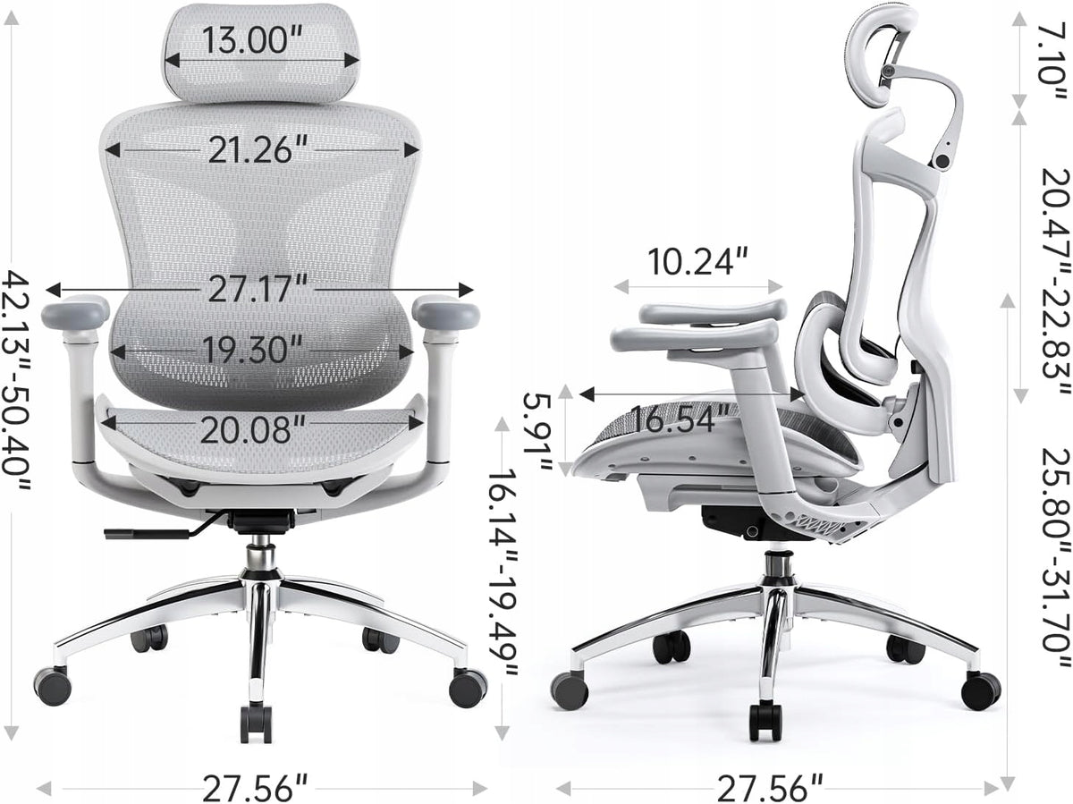 Office chair SIHOO Doro C300 ergonomic white Furniture depth 70 cm