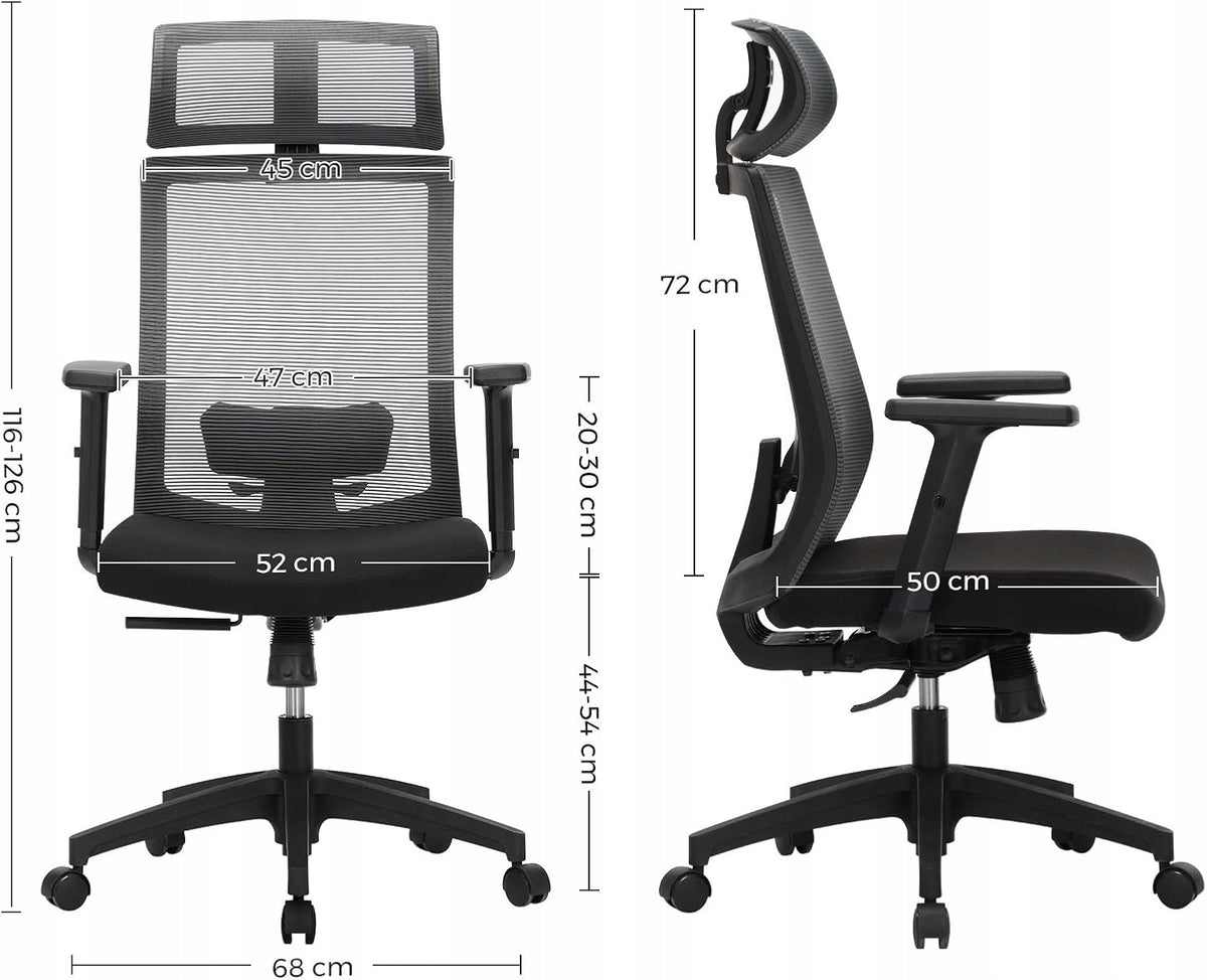 Office chair SONGMICS ergonomic mesh grey 120 kg Packaging status original