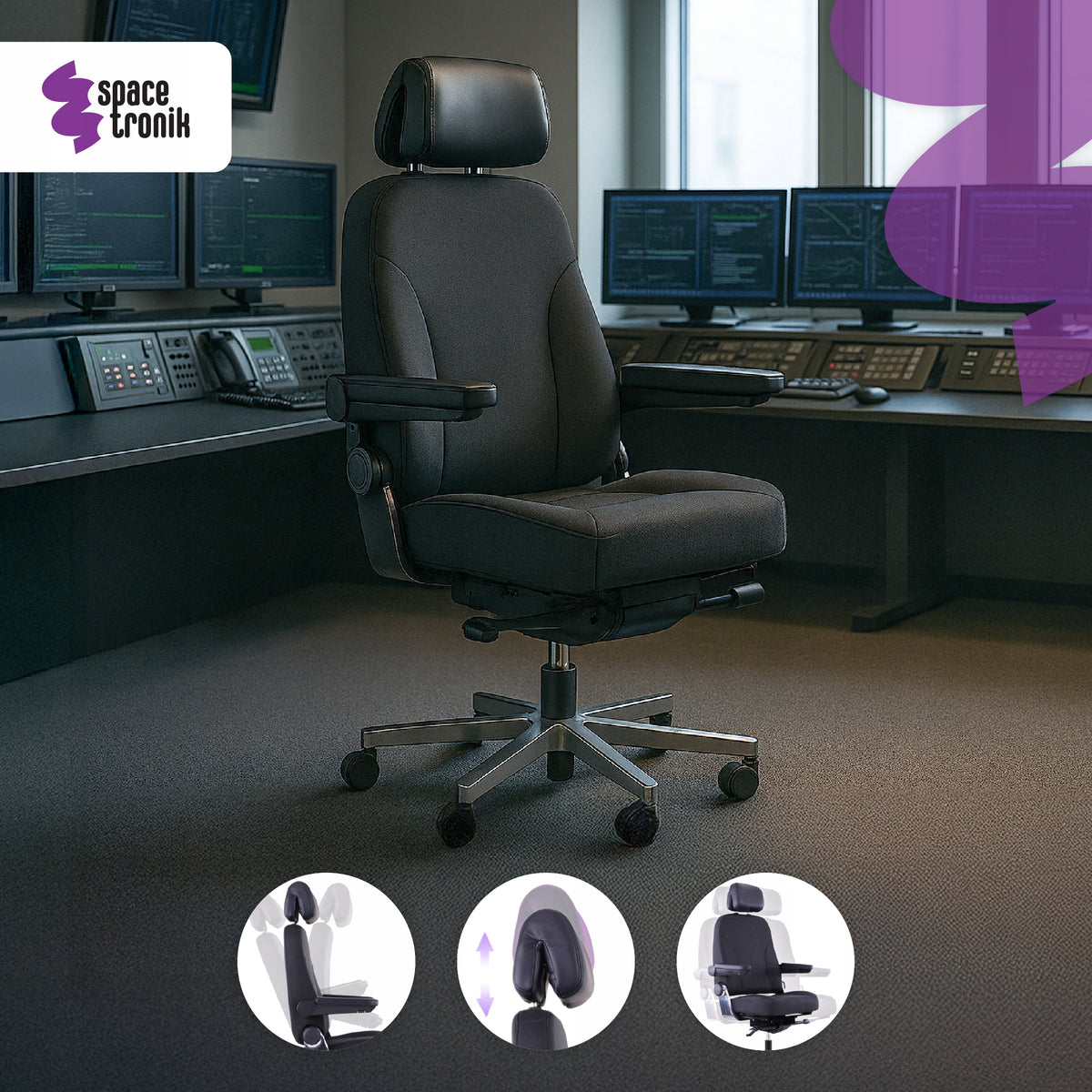 Office chair SUPER DURABLE Lifting capacity 200kg ADJUSTABLE ERGONOMIC black Packaging status original