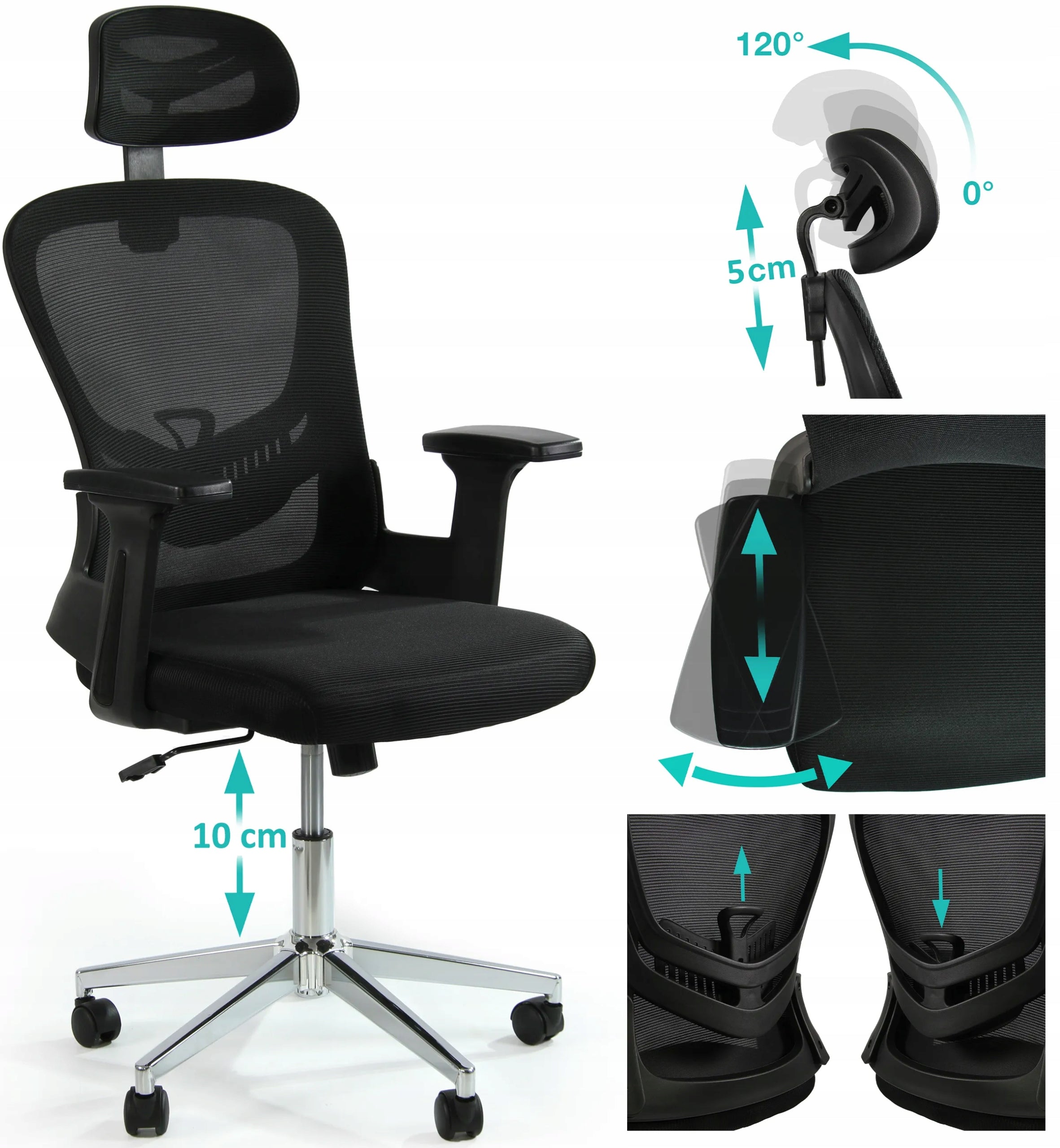 Office chair V3-2 ergonomic movable lumbar support black Brand no brand