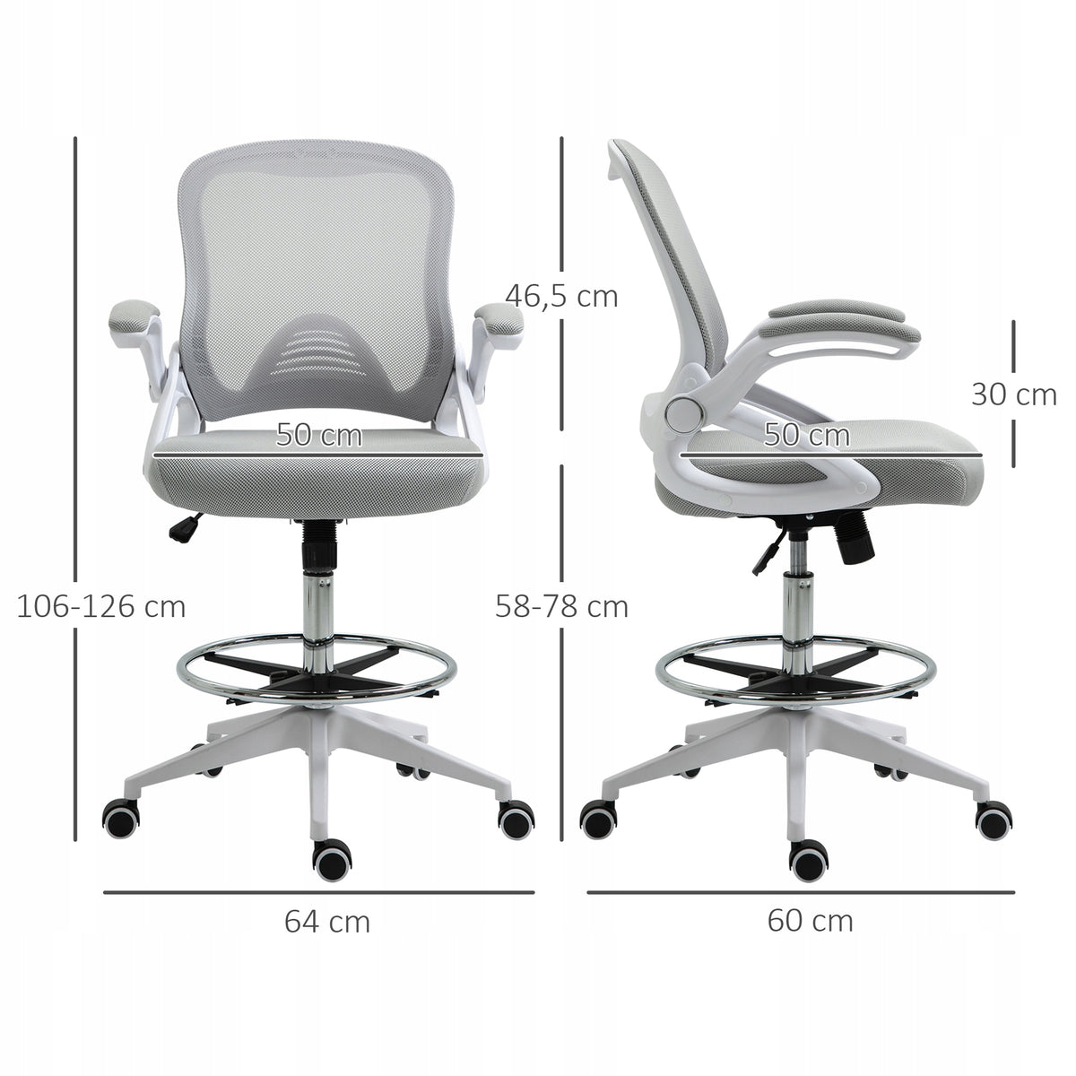 Office chair Vinsetto, office chair, standing function, with footrest Brand Vinsetto