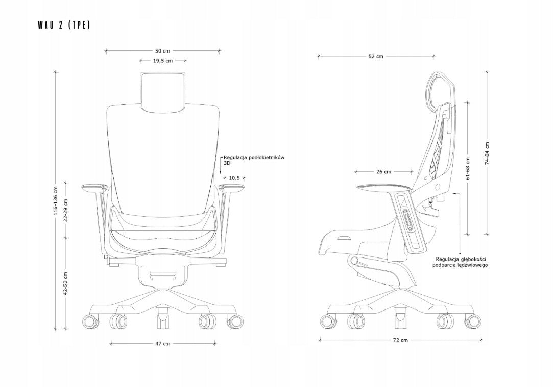 Office chair Wau 2 TPE-8 elastomer grey/black Brand Unique
