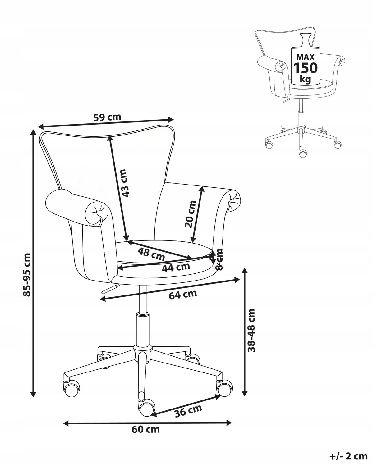 Office chair adjustable armchair rounded armrests pastel pink Medical device no